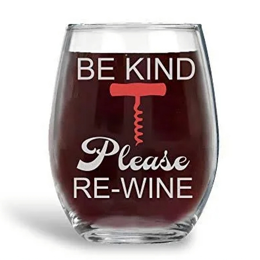 Be Kind Please Re-Wine 15oz Crystal Wine Glass Set Of 5‎